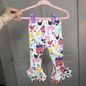 barn animal ruffle leggings 3m